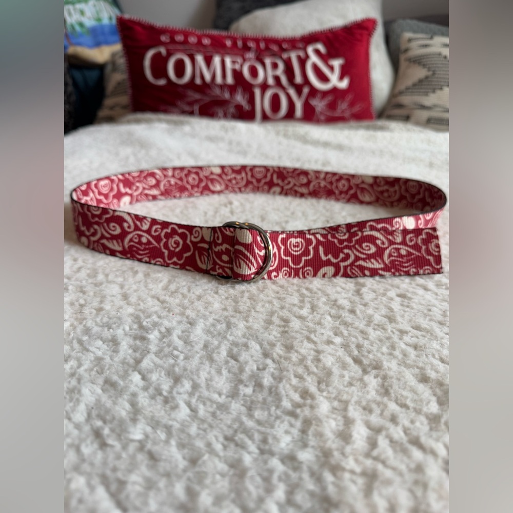 Thomas Bates Red Belt with Silver Buckle